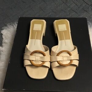 Dolce Vita Cream and Tan Slide Sandals